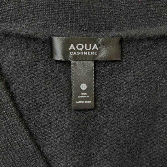 NWT AQUA Cashmere V-Neck Twofer Black White M Bloomingdale’s Best Seller - Picture 7 of 12